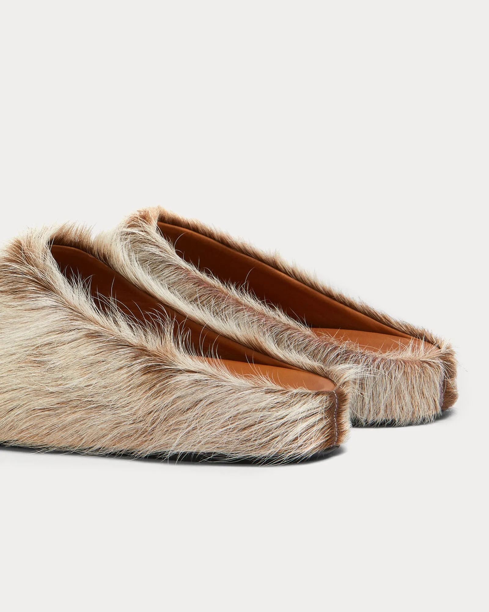 Fussbett Longhair Calfskin Soft Beige Sabot Mules