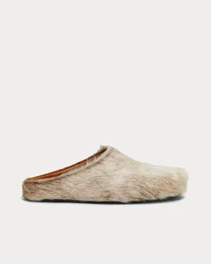 Fussbett Longhair Calfskin Soft Beige Sabot Mules