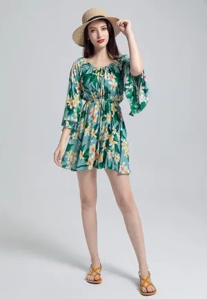 Green Drawstring Mini Dress