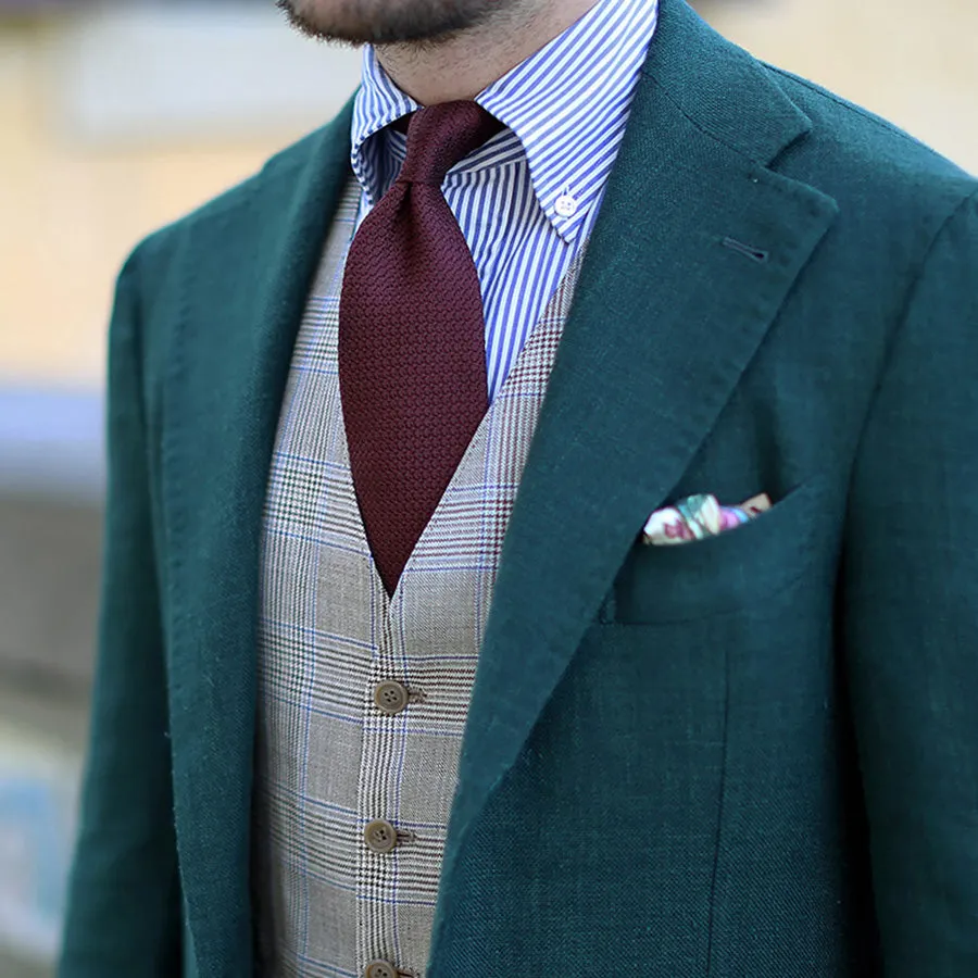 Grenadine / Garza Grossa Tie - Burgundy - Hand-Rolled