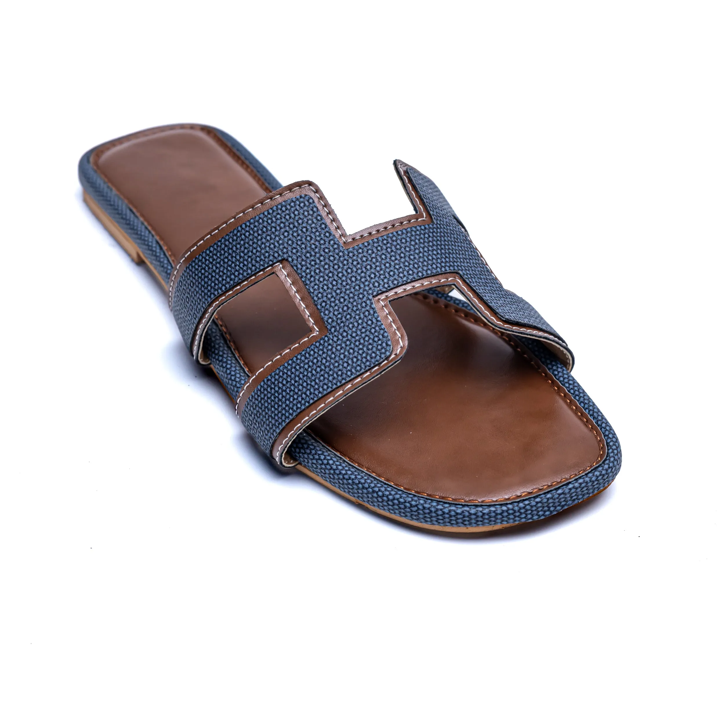 H Style Flats - Brown/Blue