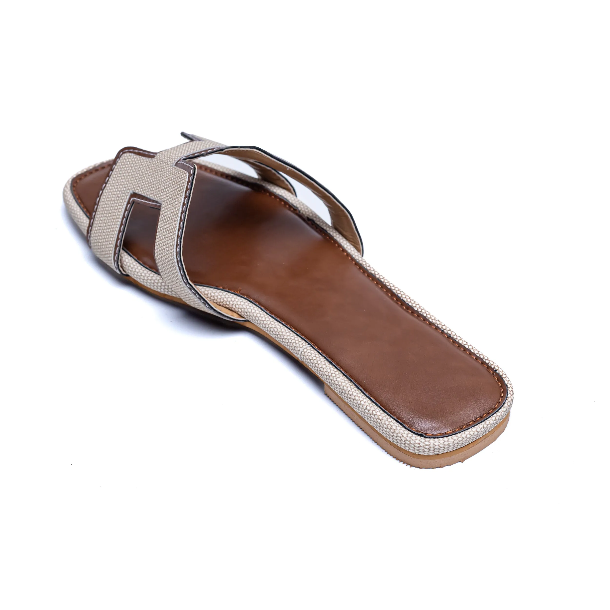 H Style Flats-Brown/Cream