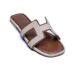 H Style Flats-Brown/Cream