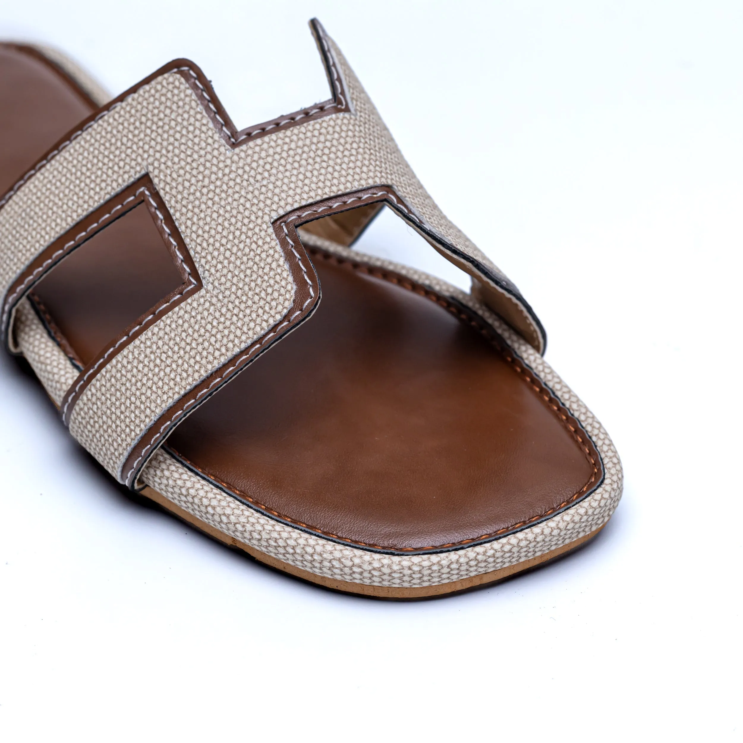 H Style Flats-Brown/Cream