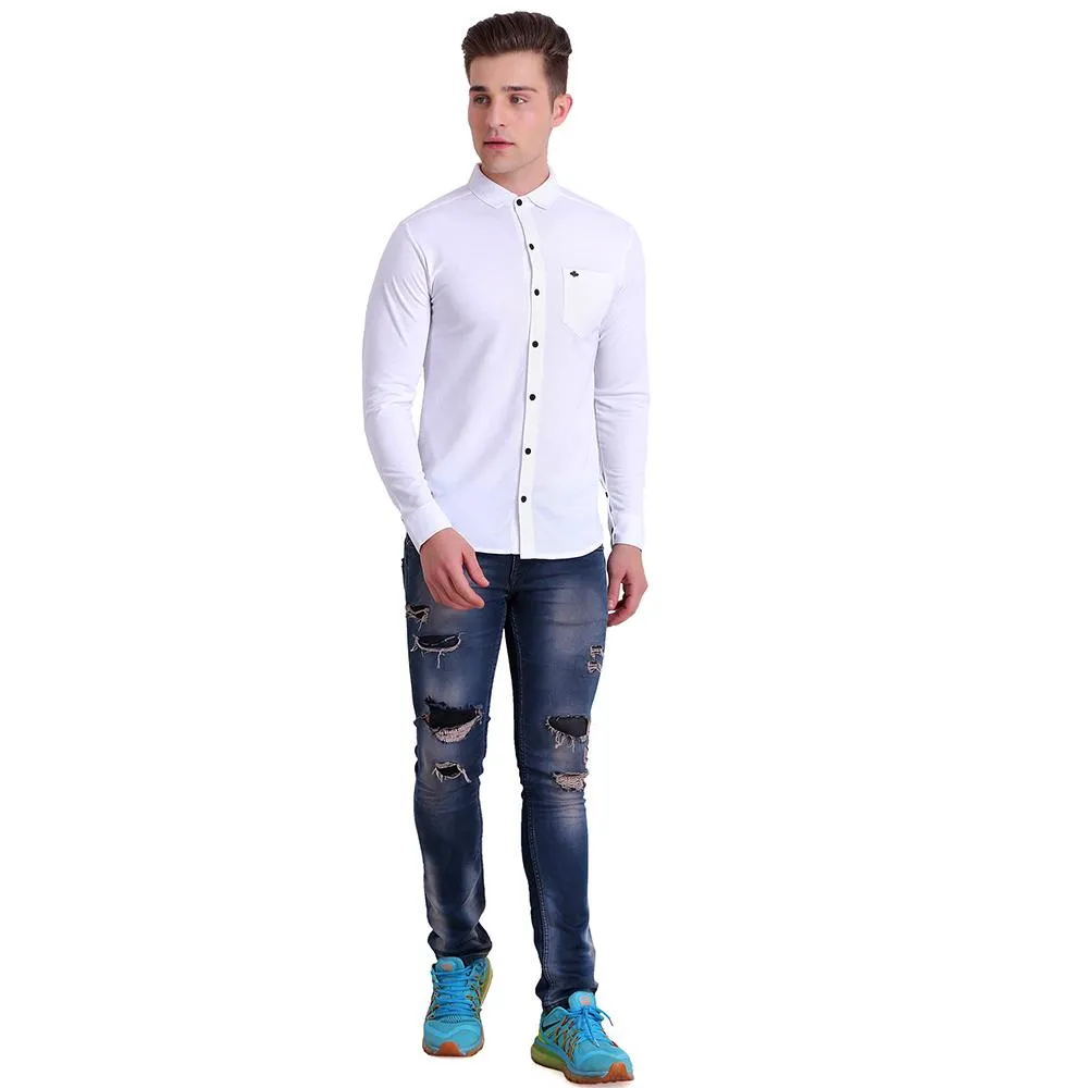 HiFlyers Men Polo Neck Solid Shirtwhite