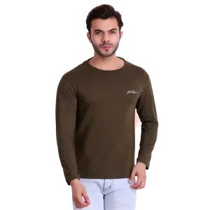 HiFlyers Men Round Neck Solid T-Shirtbrown