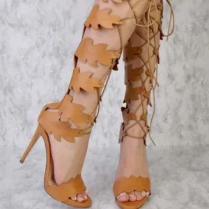 High Heel Boot Embellished Sandals