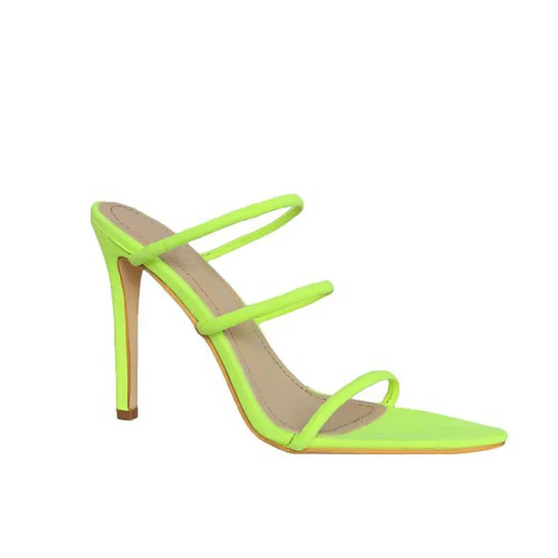 High Heel Slip-On Pointed Toe Sandals