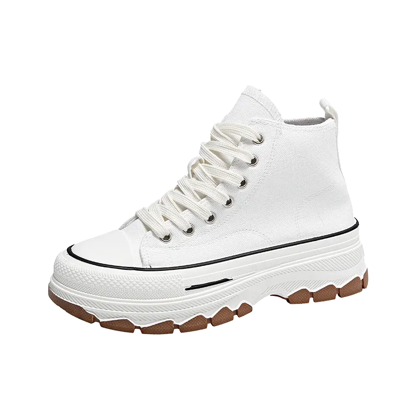 High-Top Lace-Up Casual High Platform Canvas Sneakers Non-Slip Running Shoes Wear Resistant Vulcanized Shoes