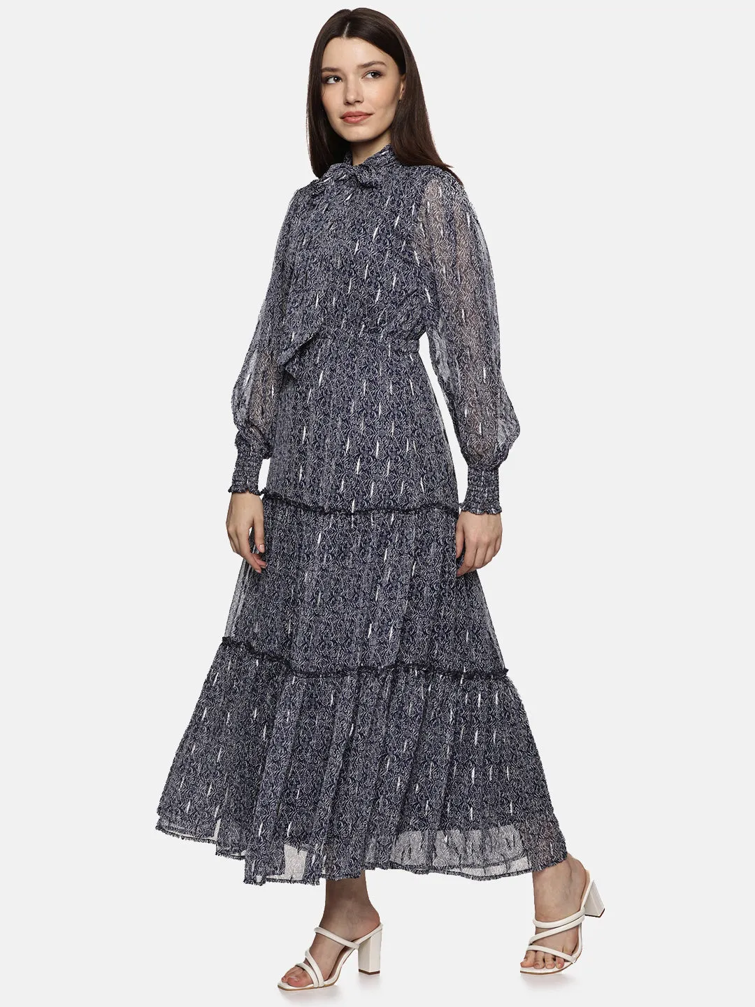IS.U Floral Blue  Necktie Dress