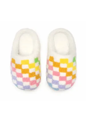 kids rainbow checker slipper