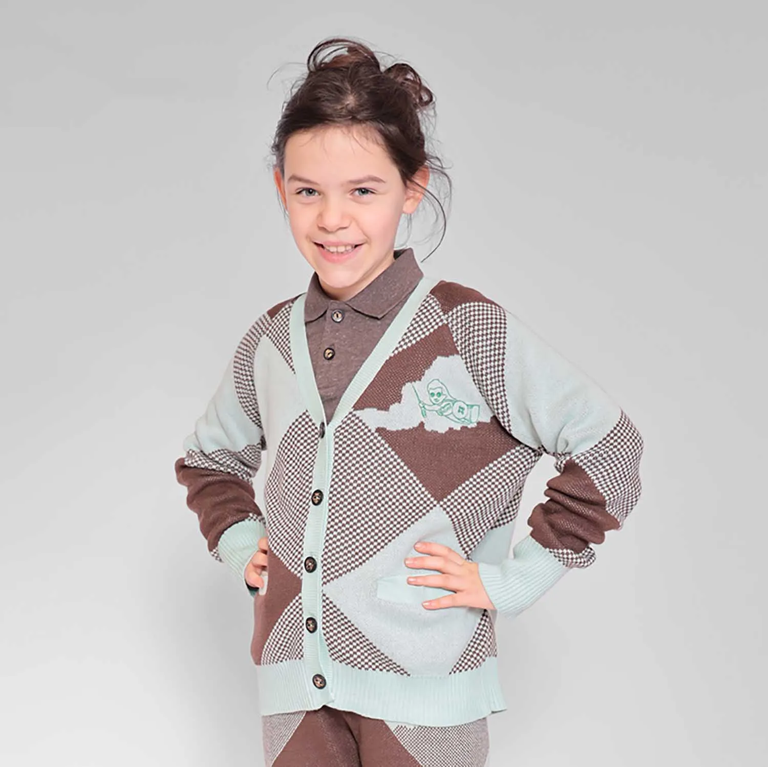 Kindervest in Choco en Mint