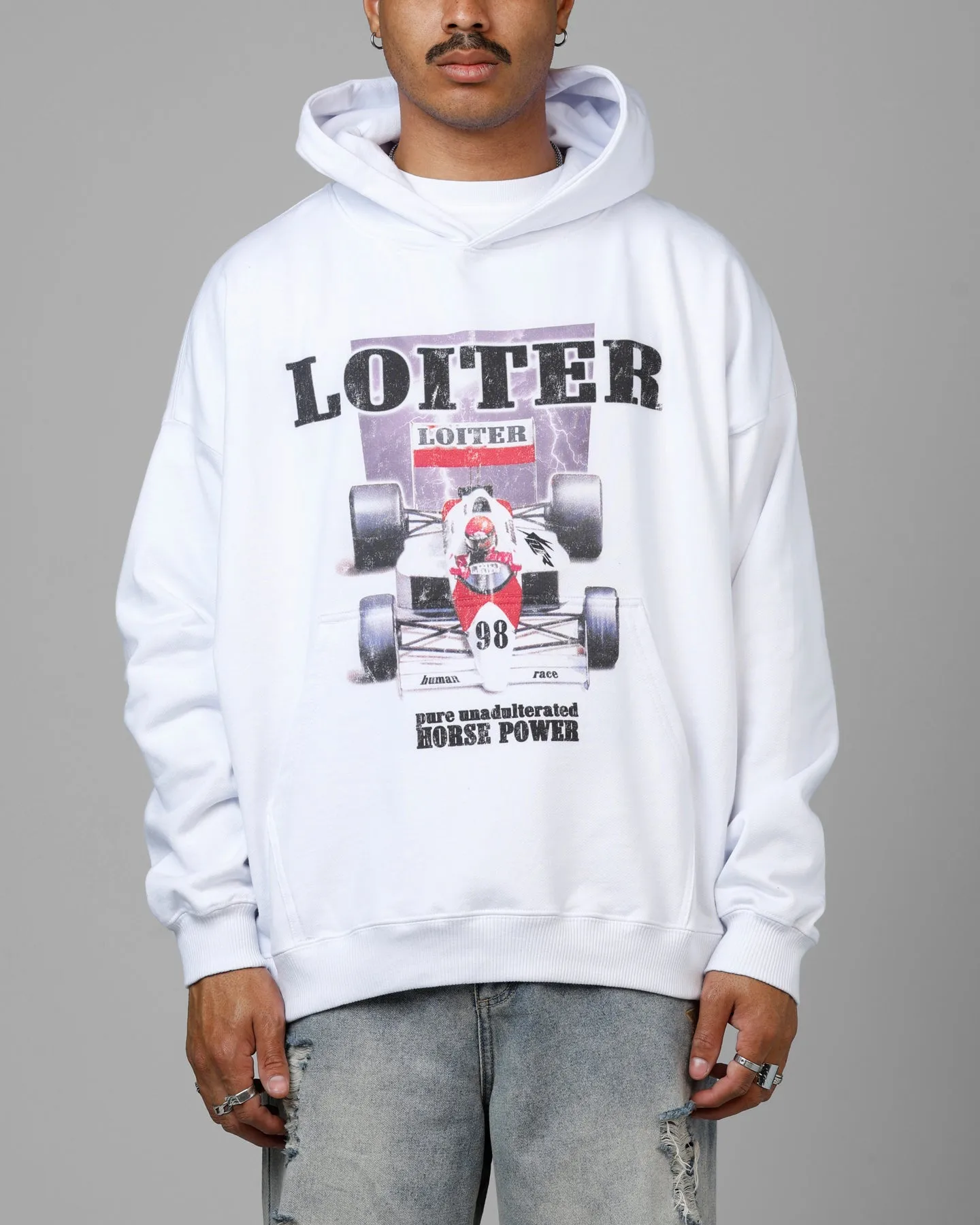 Loiter Horse Power Hoodie White