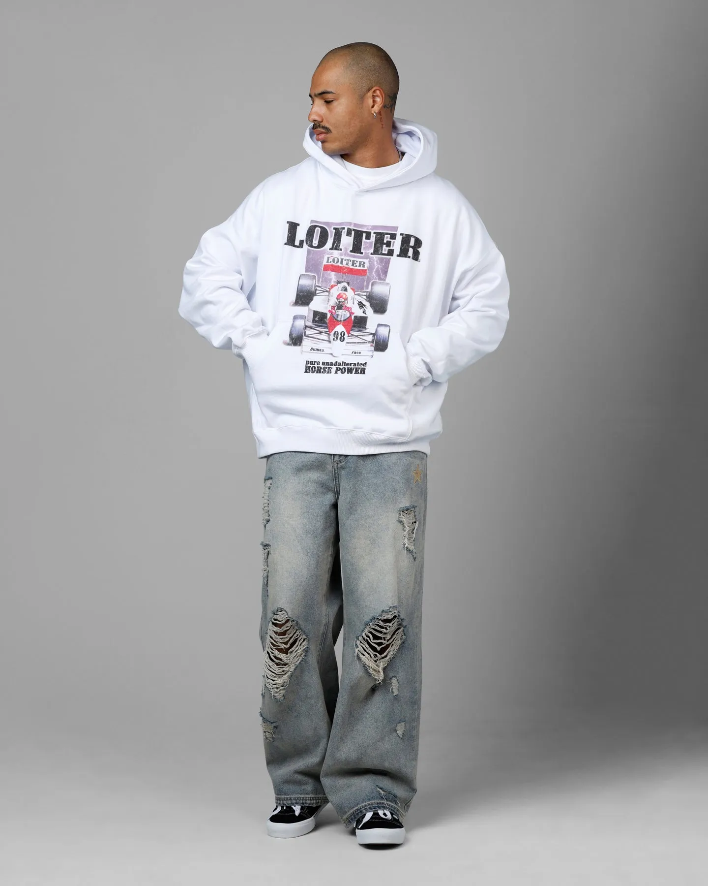 Loiter Horse Power Hoodie White