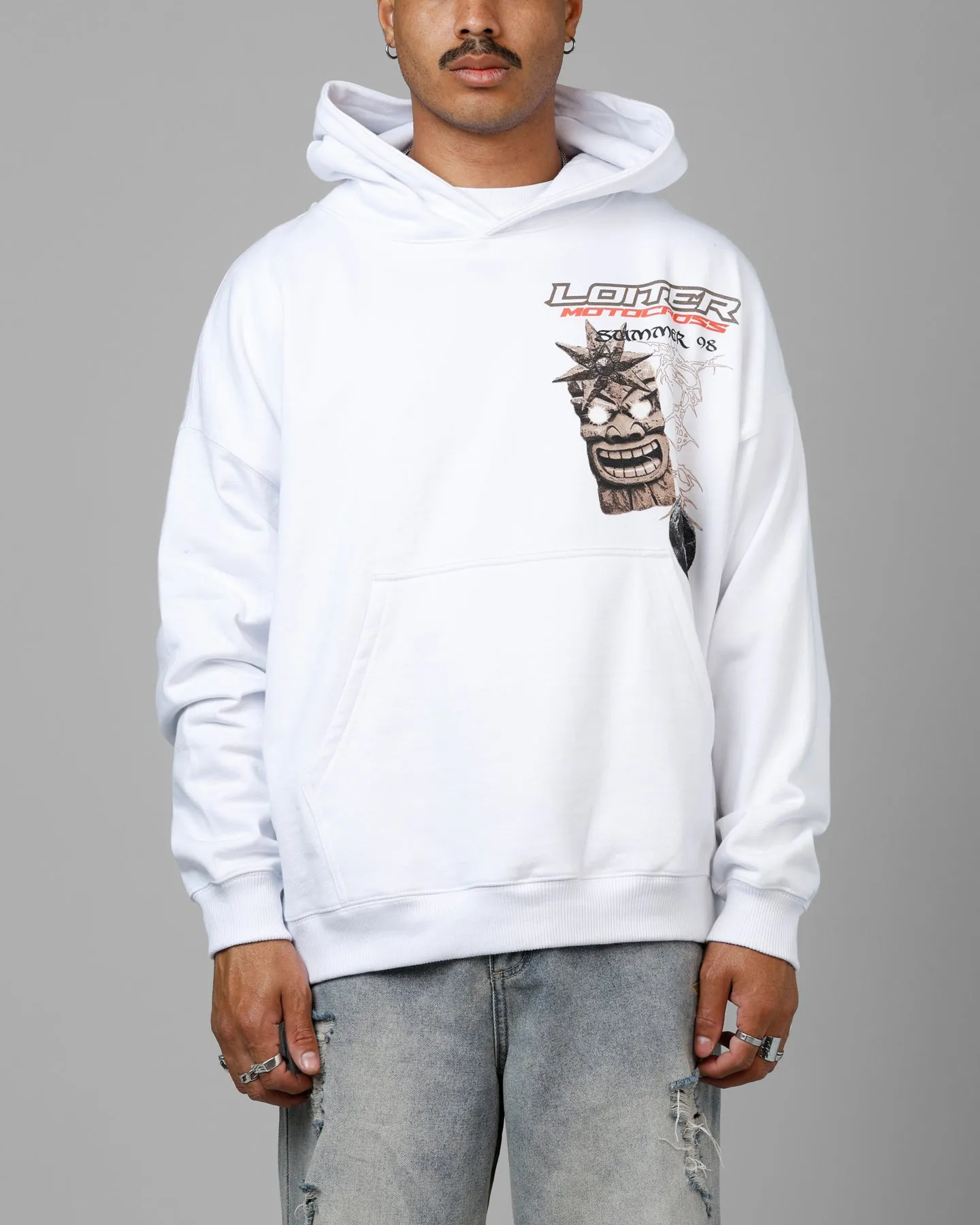 Loiter Summer Motocross Premium Hoodie White