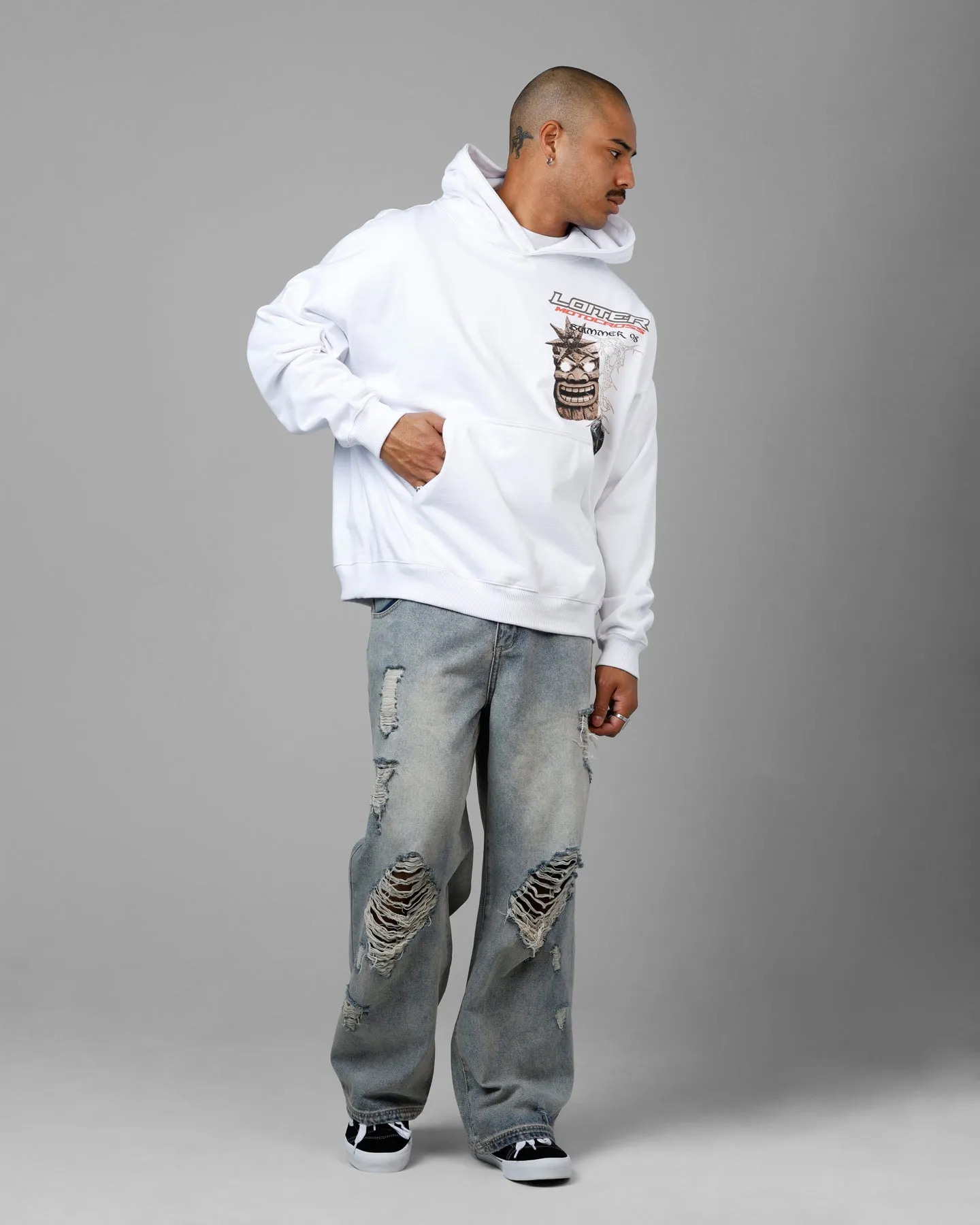 Loiter Summer Motocross Premium Hoodie White