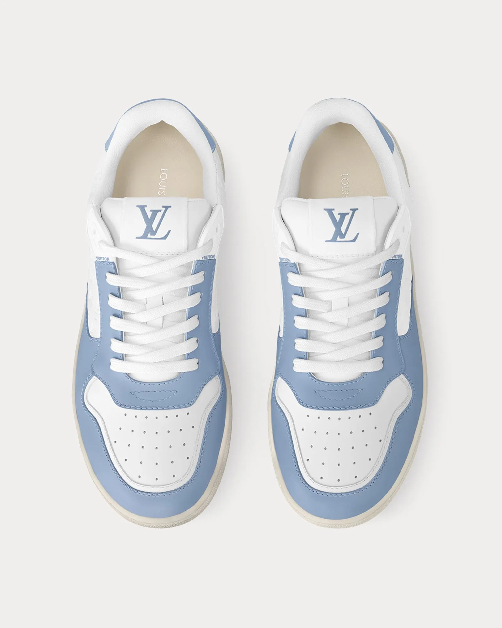 LV Stadium White / Blue Low Top Sneakers