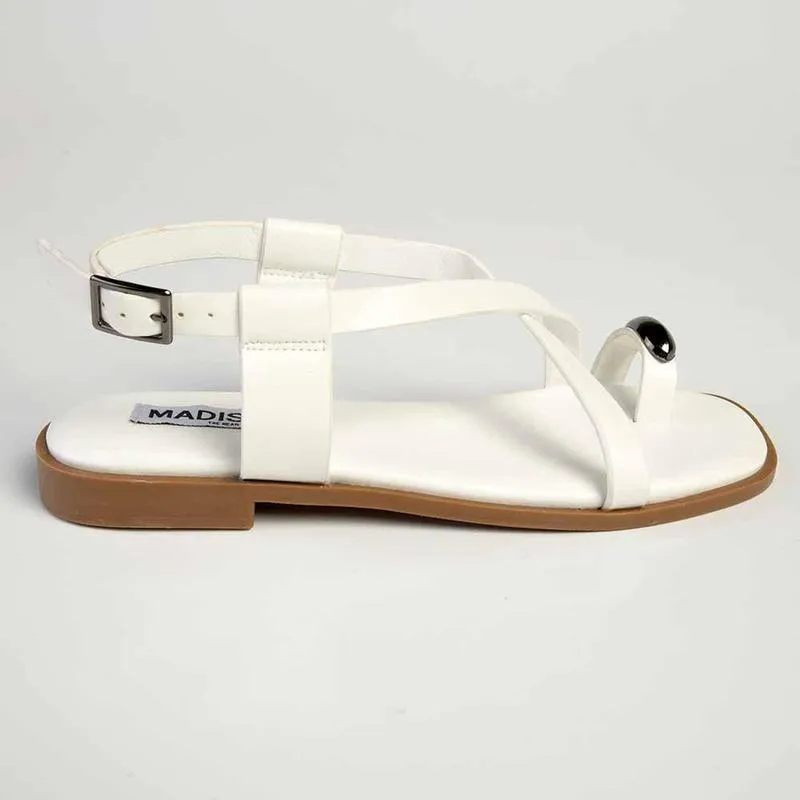 Madison Jenna Toe Ring Flat Sandal - White