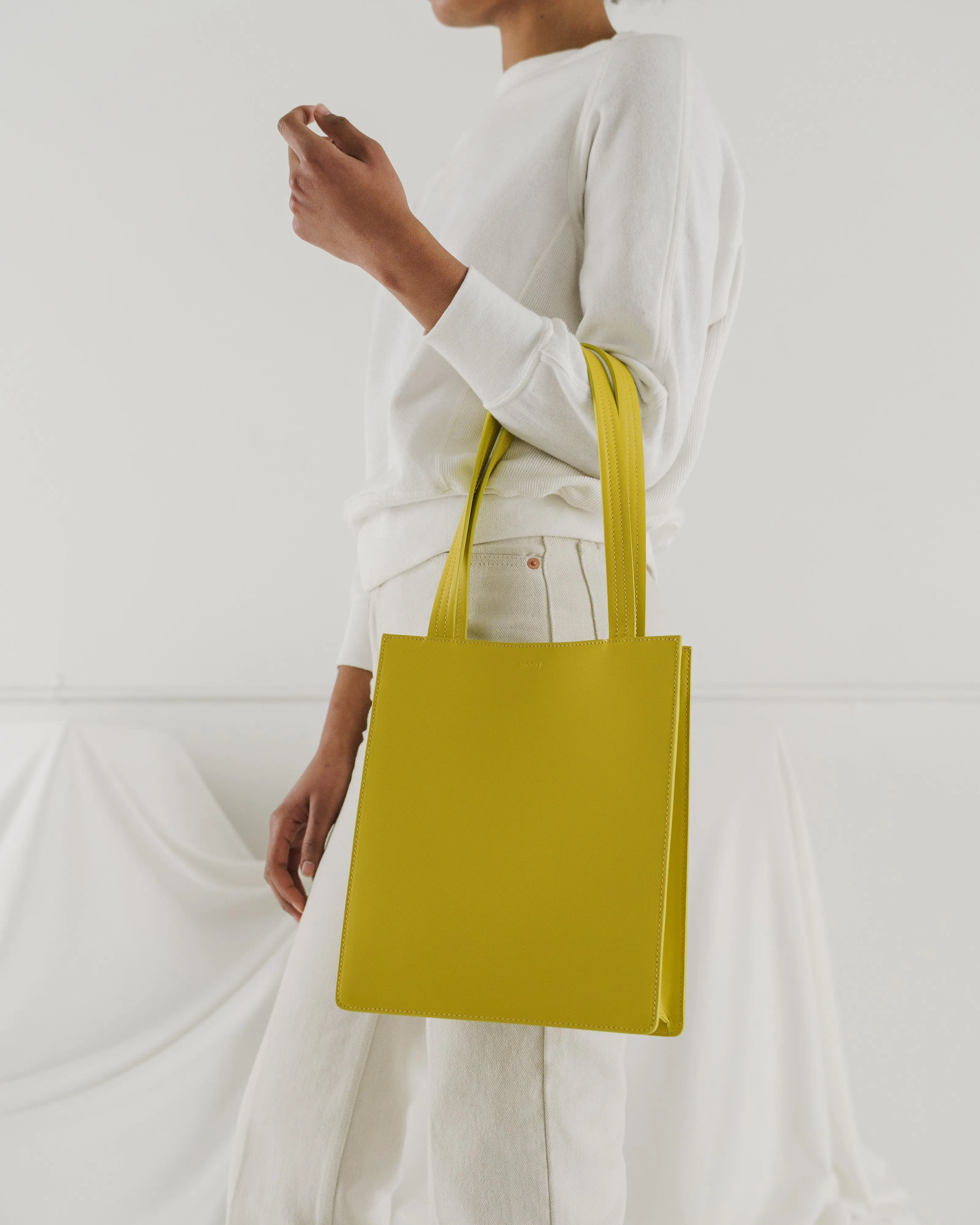 Medium Leather Retail Tote - Citron
