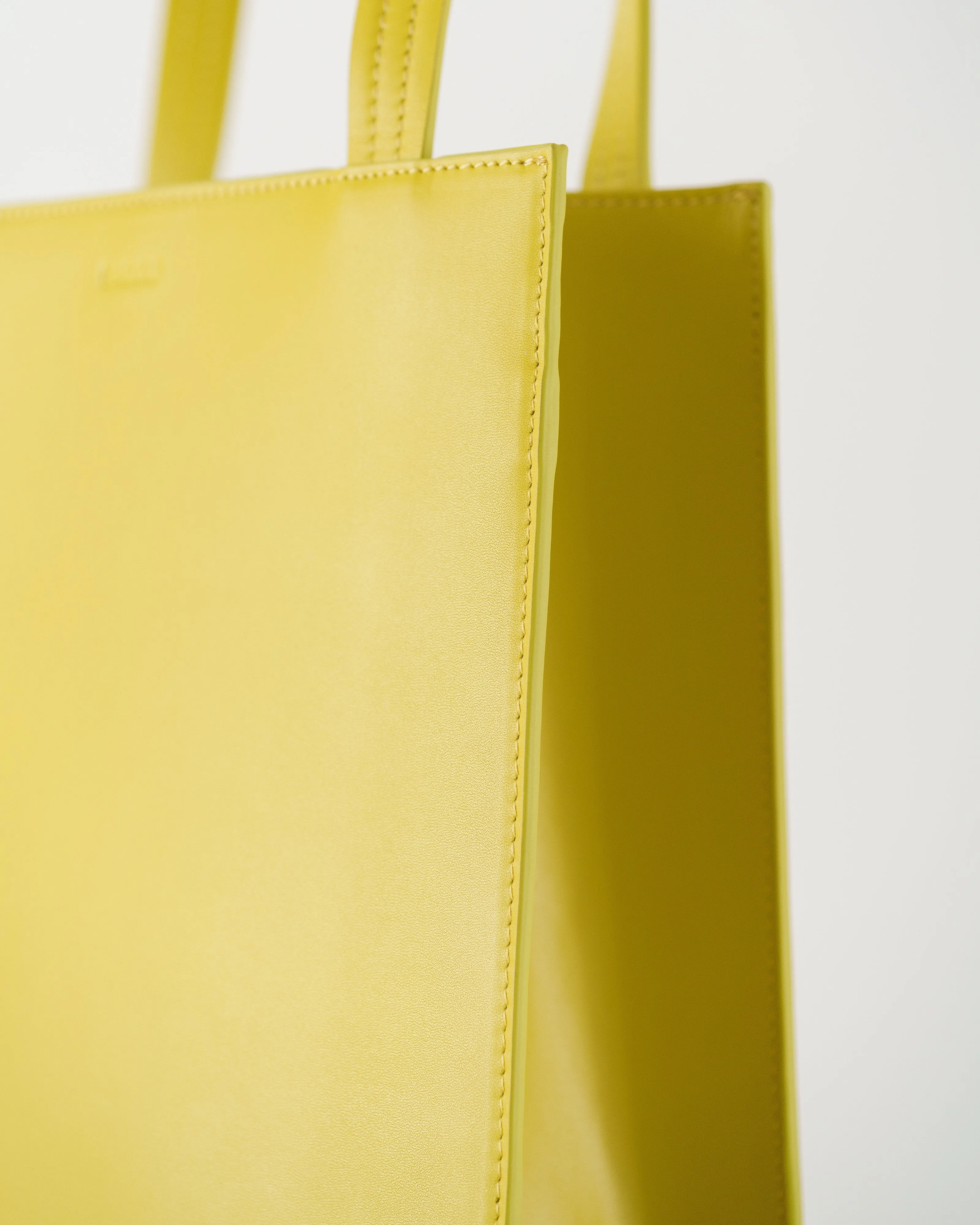 Medium Leather Retail Tote - Citron