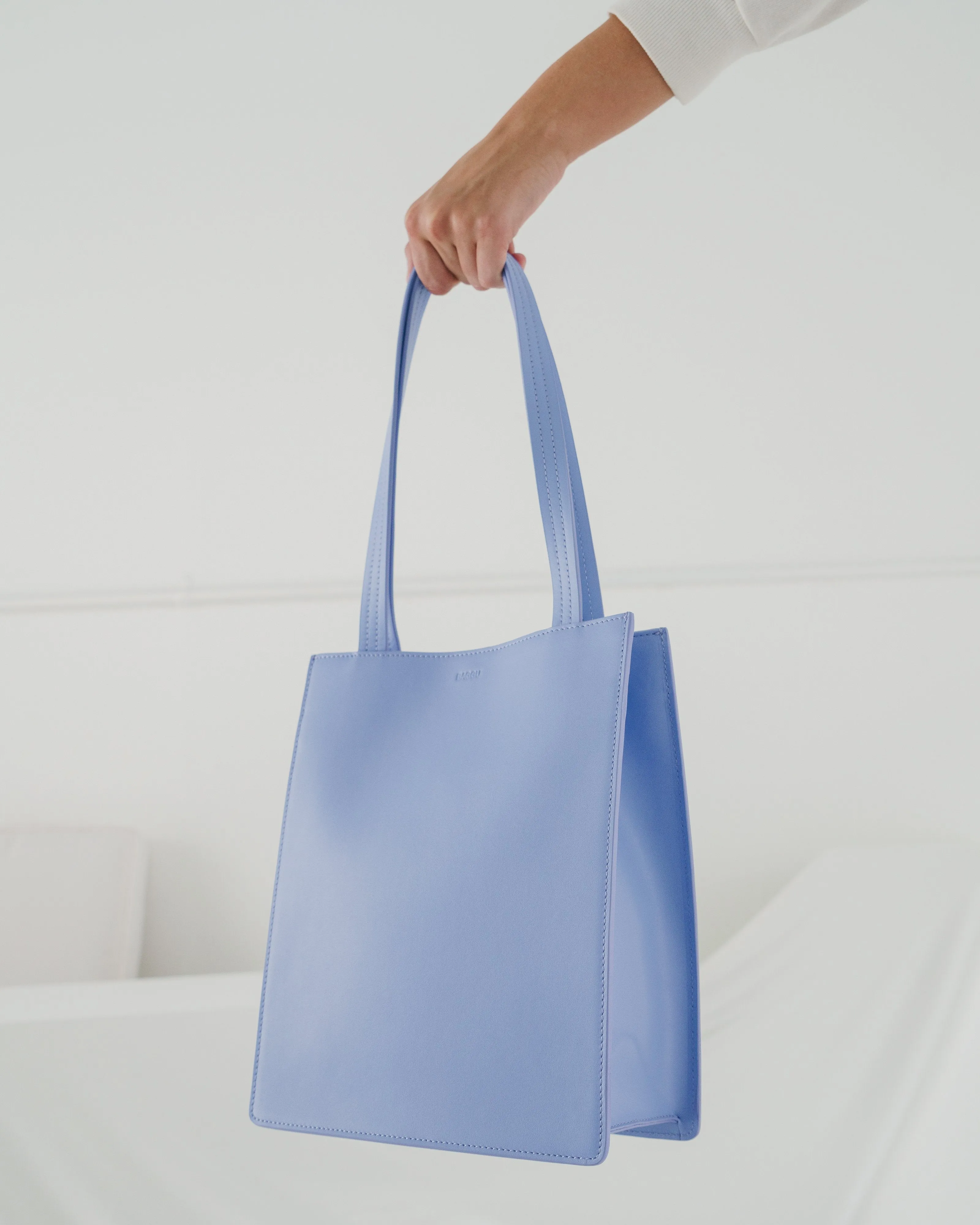 Medium Leather Retail Tote - Cornflower