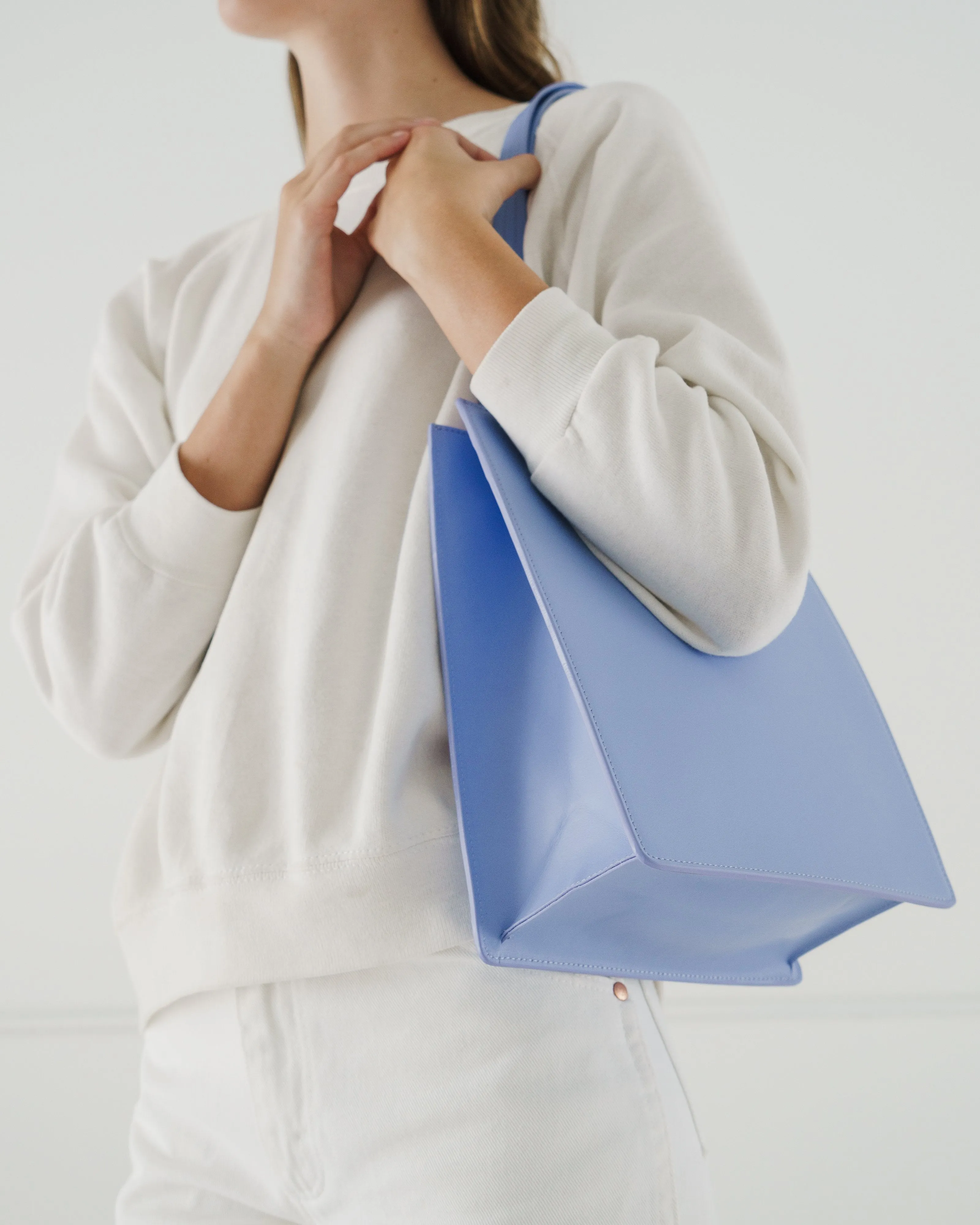 Medium Leather Retail Tote - Cornflower
