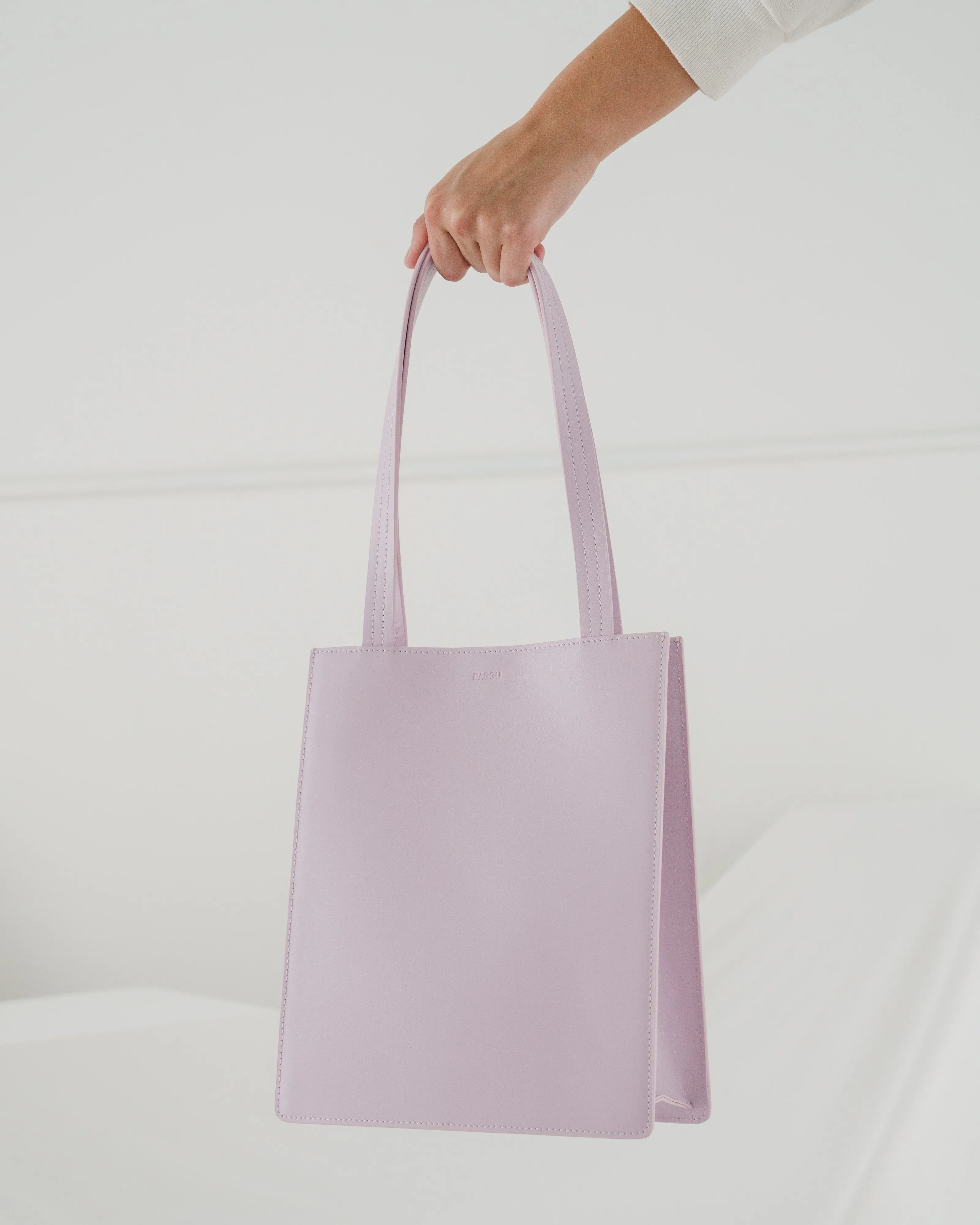 Medium Leather Retail Tote - Pale Orchid