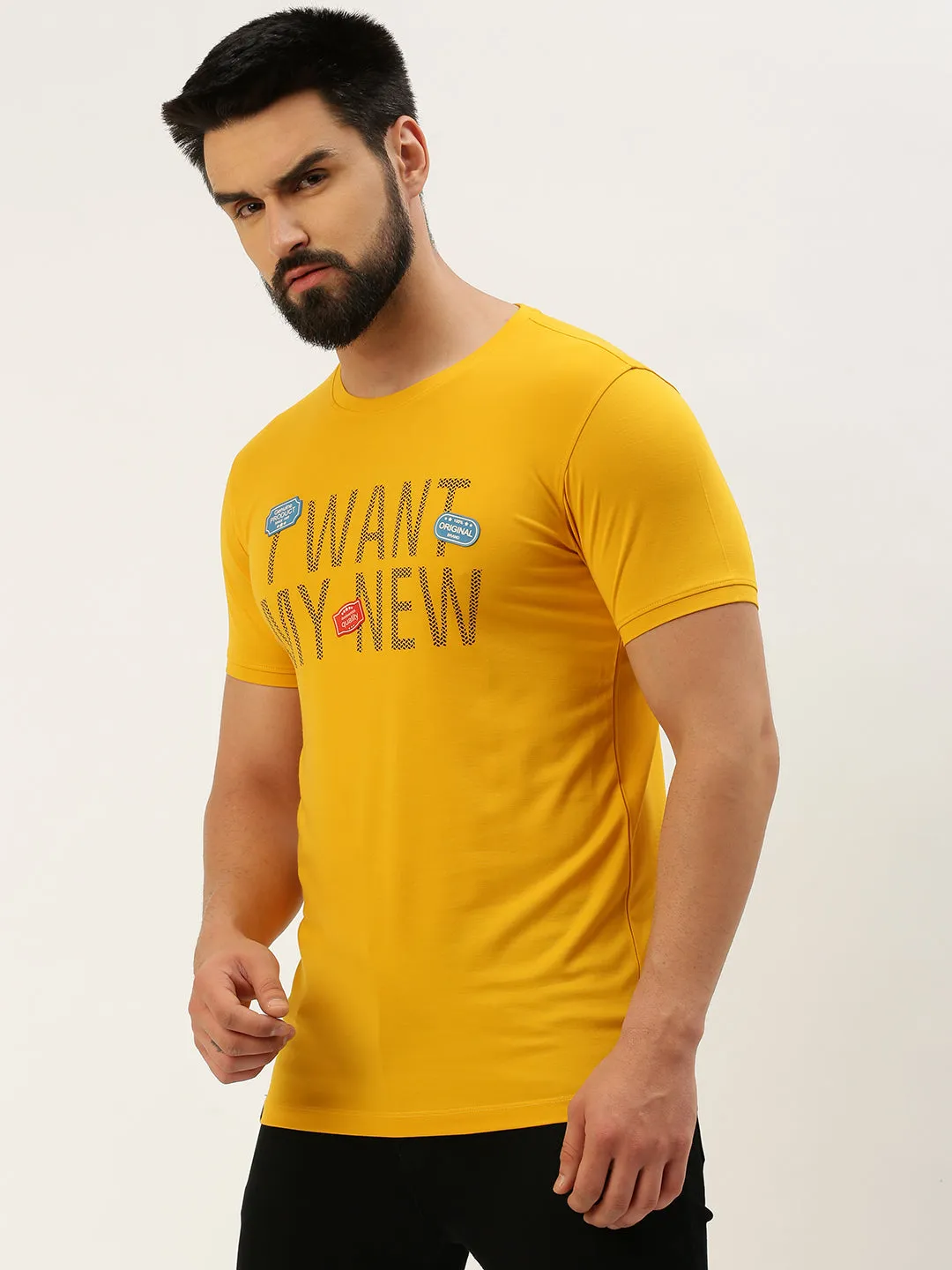 Men Yellow Printed T Shirt
