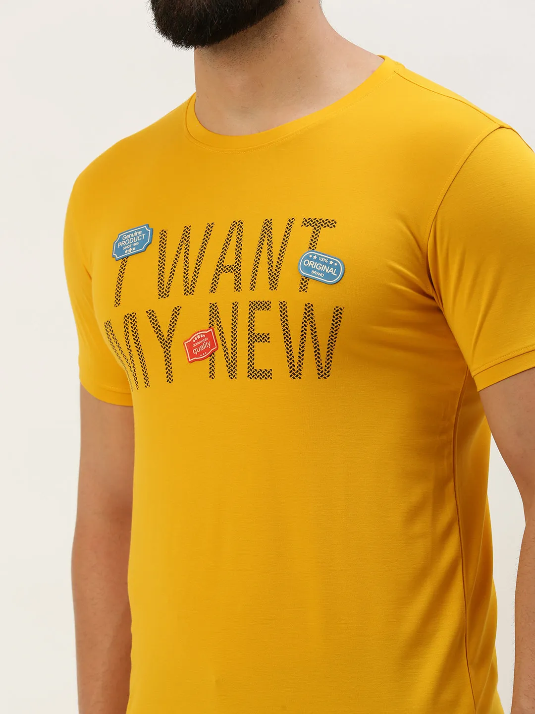 Men Yellow Printed T Shirt