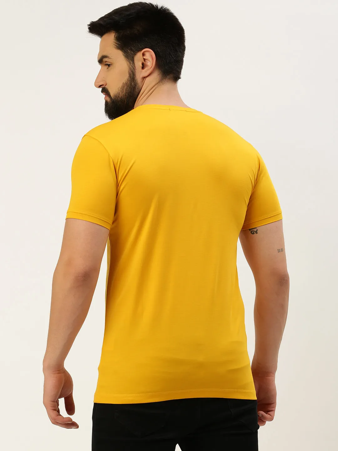 Men Yellow Printed T Shirt