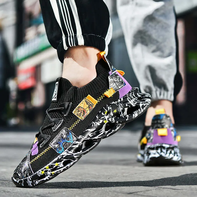 Men's Breathable Mesh Wavy Sneakers