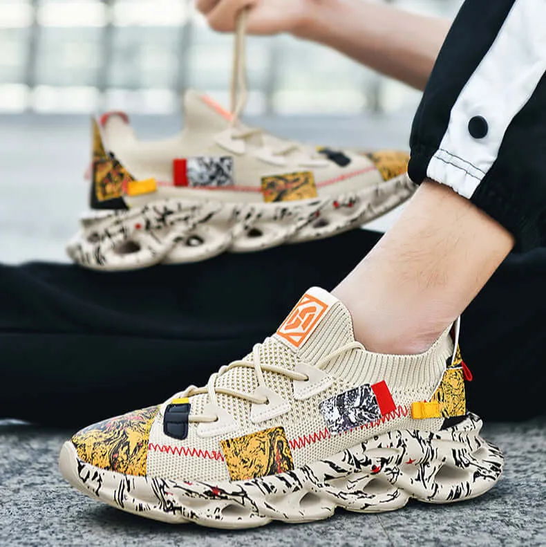 Men's Breathable Mesh Wavy Sneakers