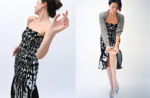 Metallic Denim Gather Dress