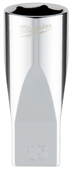 Milwaukee 45-34-9053 Socket, 15 mm Socket, 1/4 in Drive, 6-Point, Chrome Vanadium Steel, Chrome :CD: QUANTITY: 1