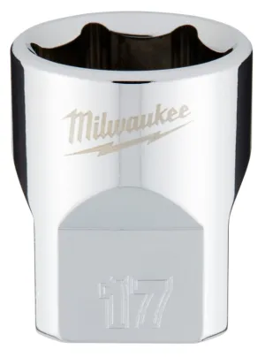 Milwaukee 45-34-9087 Socket, 17 mm Socket, 3/8 in Drive, 6-Point, Chrome Vanadium Steel, Chrome :CD: QUANTITY: 1