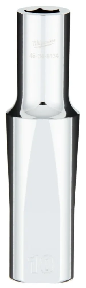 Milwaukee 45-34-9134 Socket, 10 mm Socket, 1/2 in Drive, 6-Point, Chrome Vanadium Steel, Chrome :CD: QUANTITY: 1