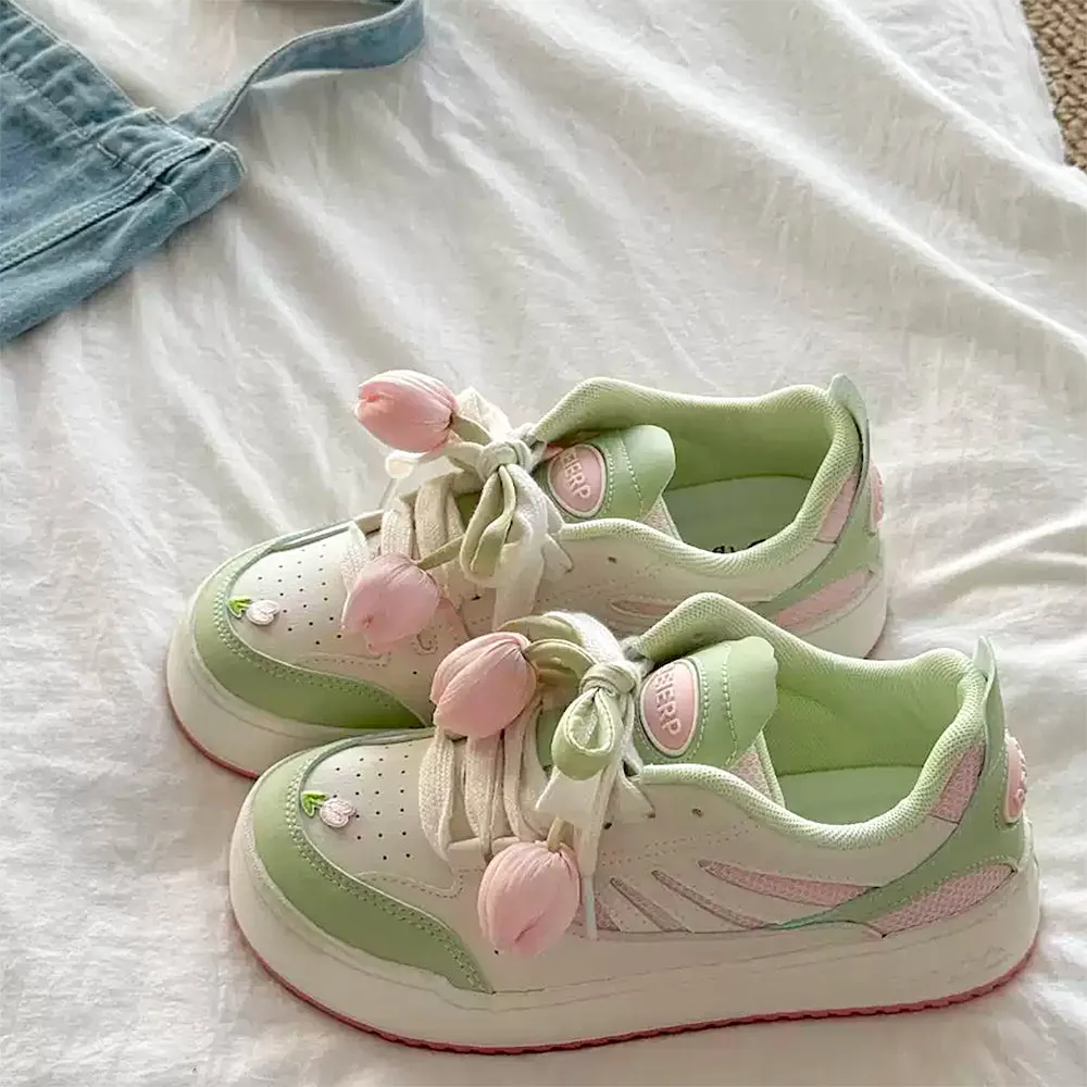 Mint Green Tulip Sneakers
