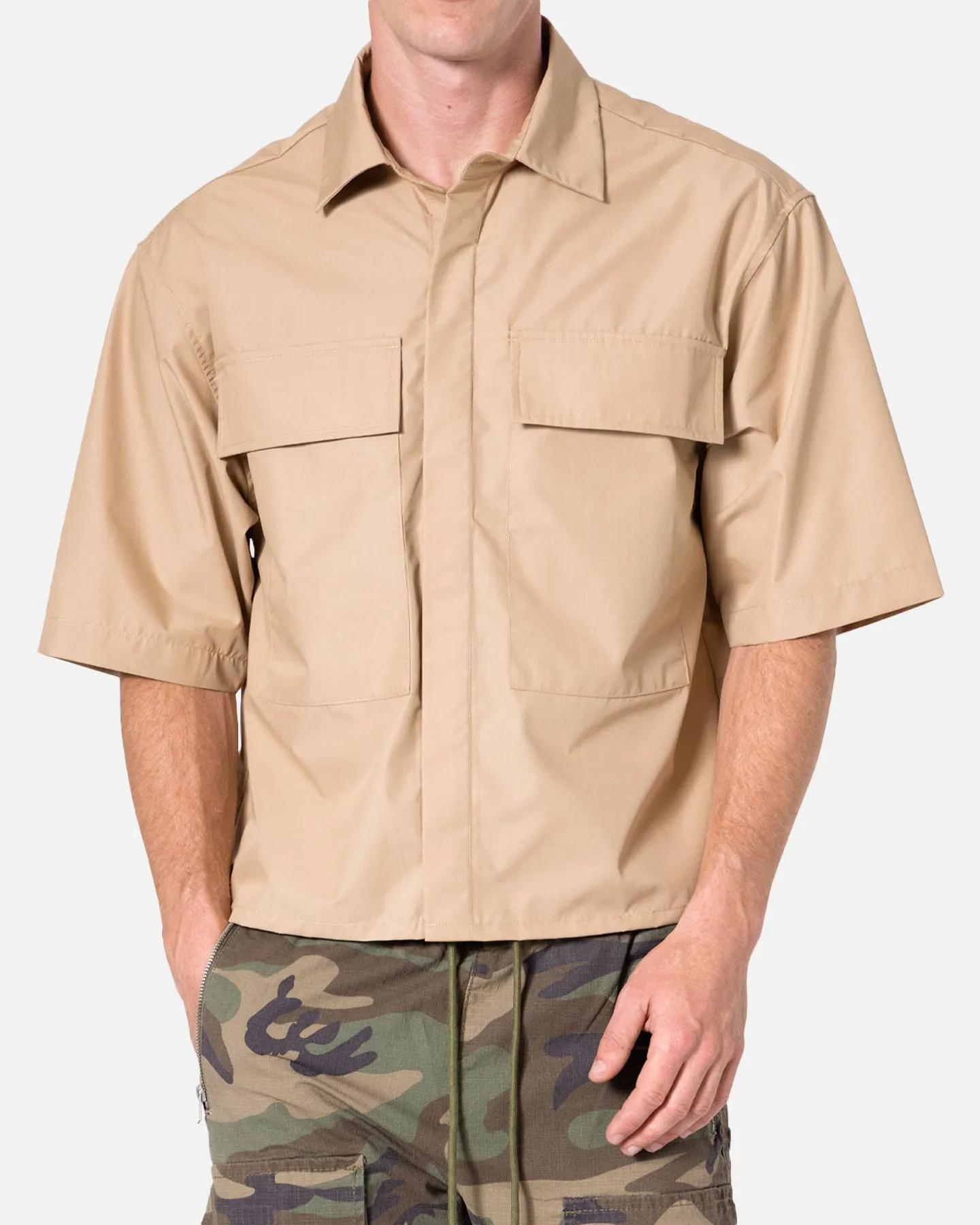 MNML Cropped Short Sleeve Shirt Khaki