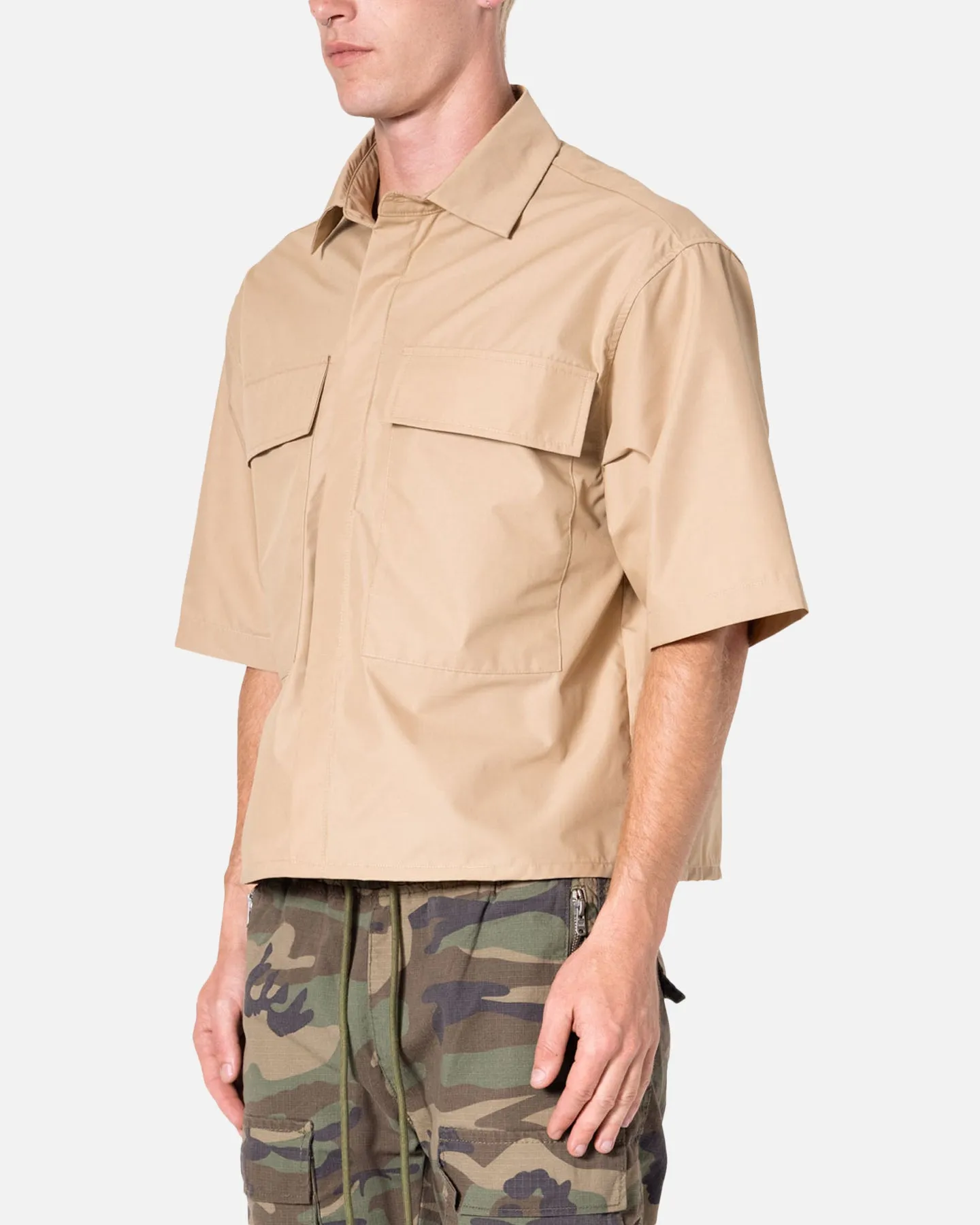 MNML Cropped Short Sleeve Shirt Khaki