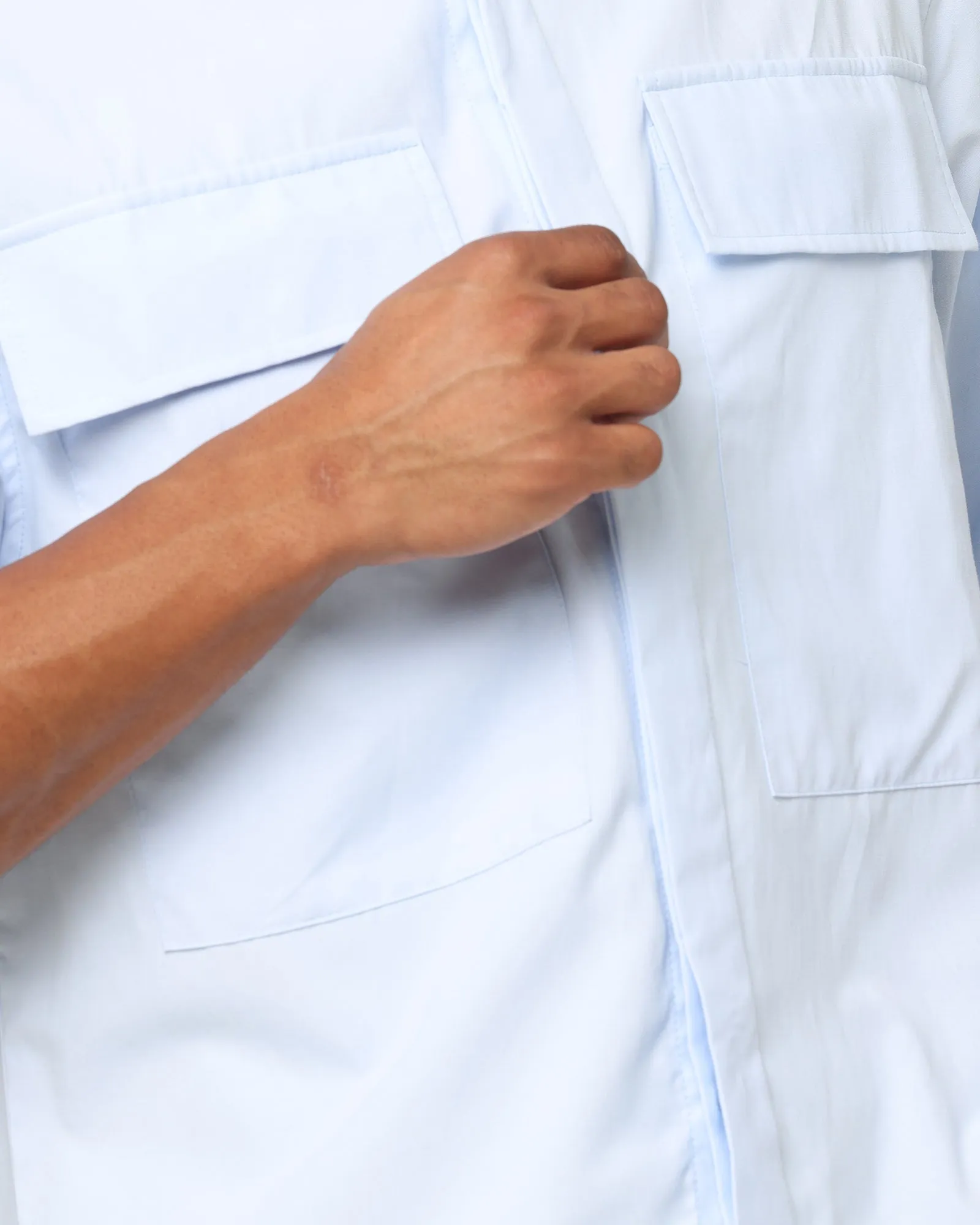 MNML Cropped Short Sleeve Shirt Light Blue