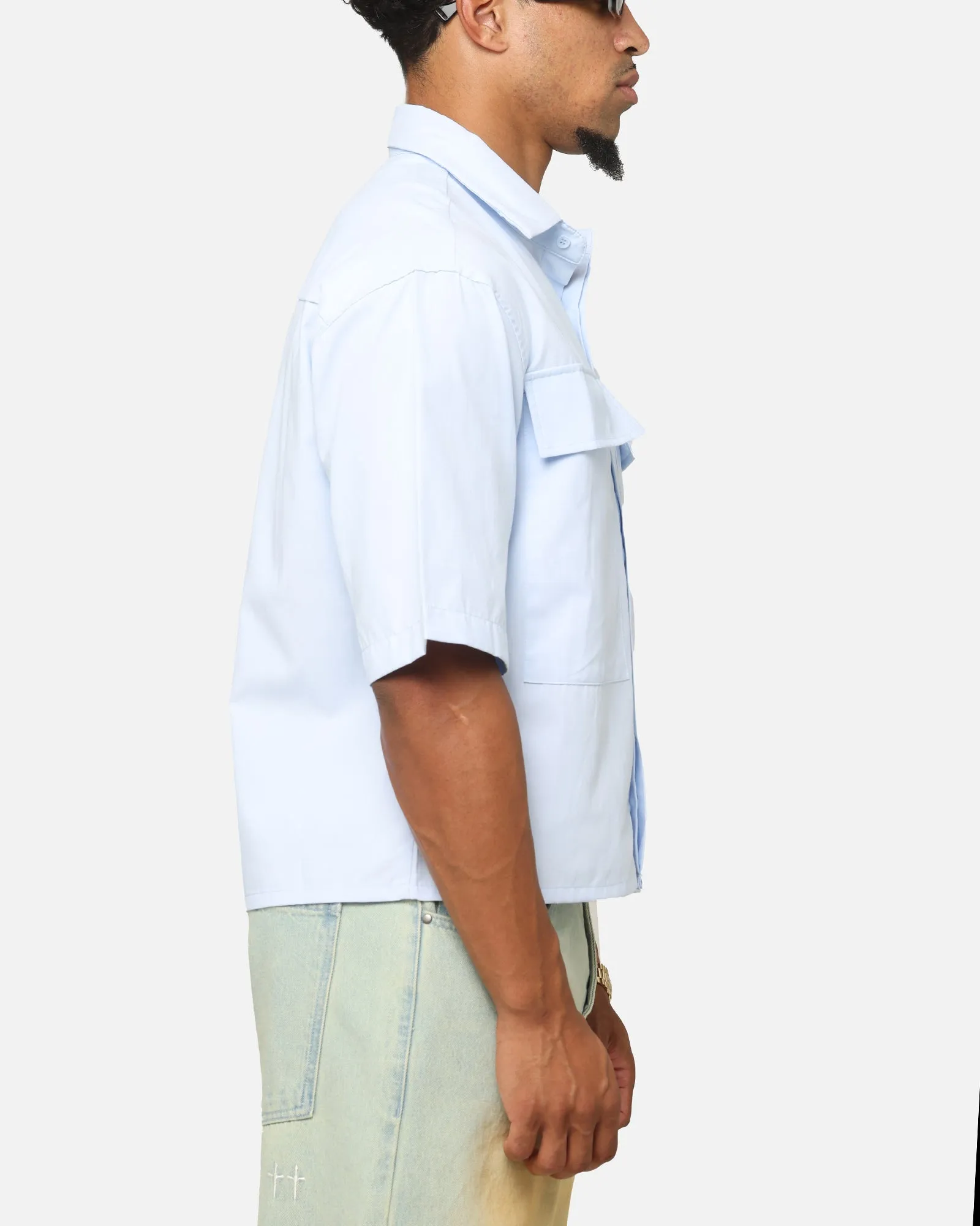 MNML Cropped Short Sleeve Shirt Light Blue