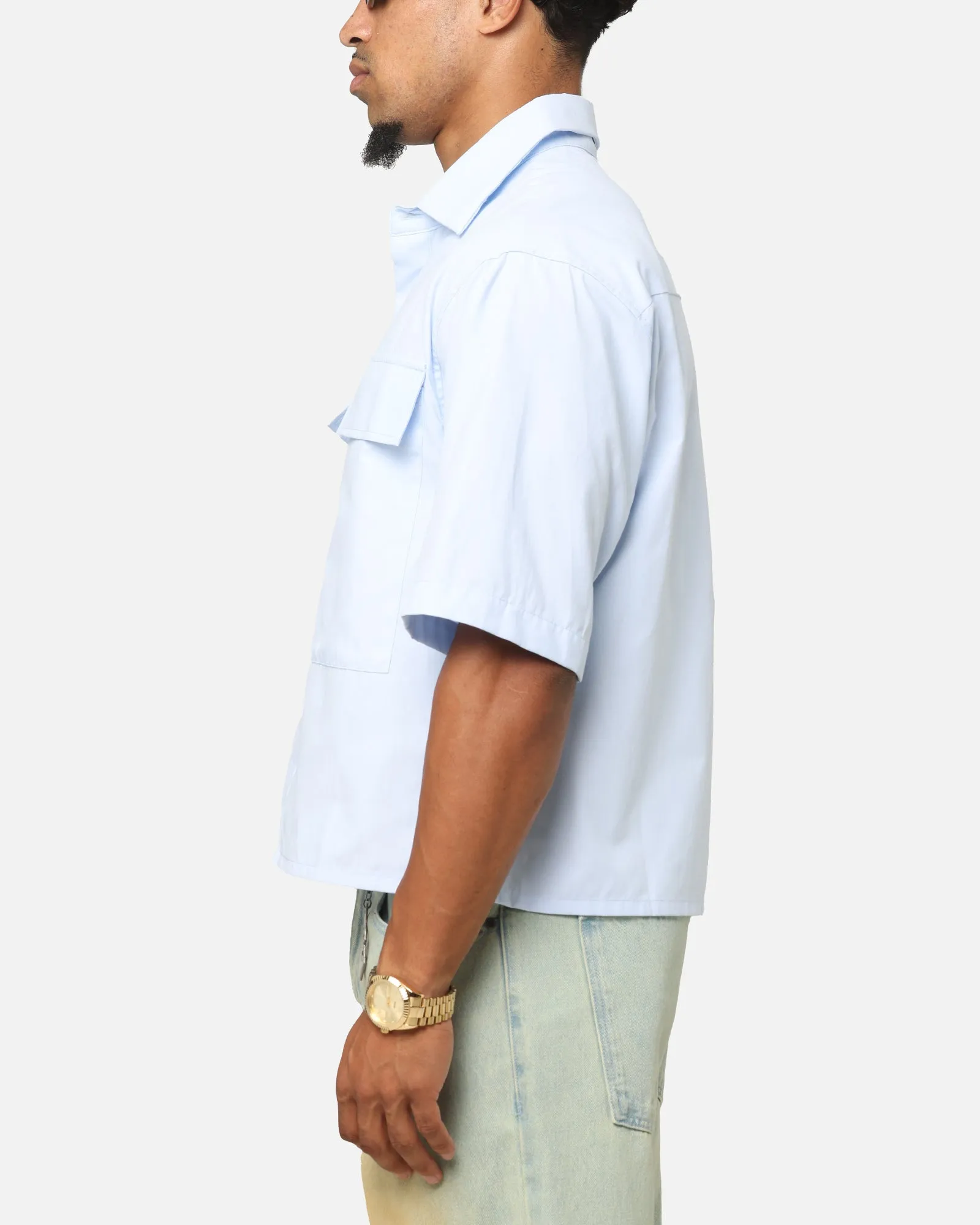 MNML Cropped Short Sleeve Shirt Light Blue