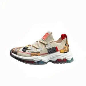 Multicolor Marble Platform Lace up Sneakers