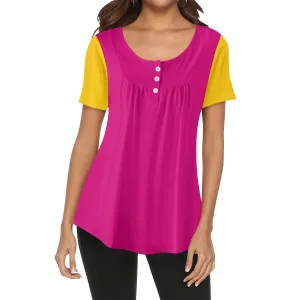 Munich Color Block Scoop Neck Relaxed Top - Airline Series