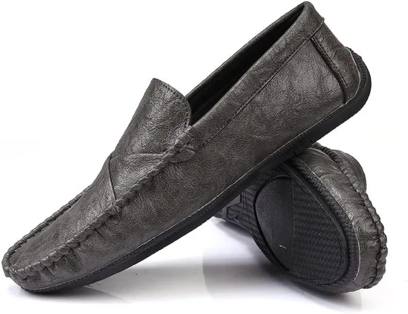 New Men's Loafers Moccasins Shoes Solid Colors Simple Vegan Leather Flat Heel Anti-Slip Flexible Fashion Slip-ons