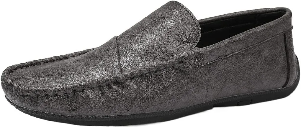 New Men's Loafers Moccasins Shoes Solid Colors Simple Vegan Leather Flat Heel Anti-Slip Flexible Fashion Slip-ons