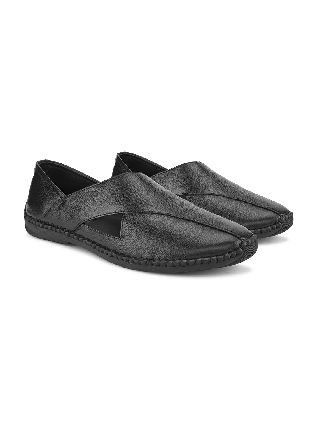 Pelle Albero Men Textured Leather Lightweight Peshawari Shoes