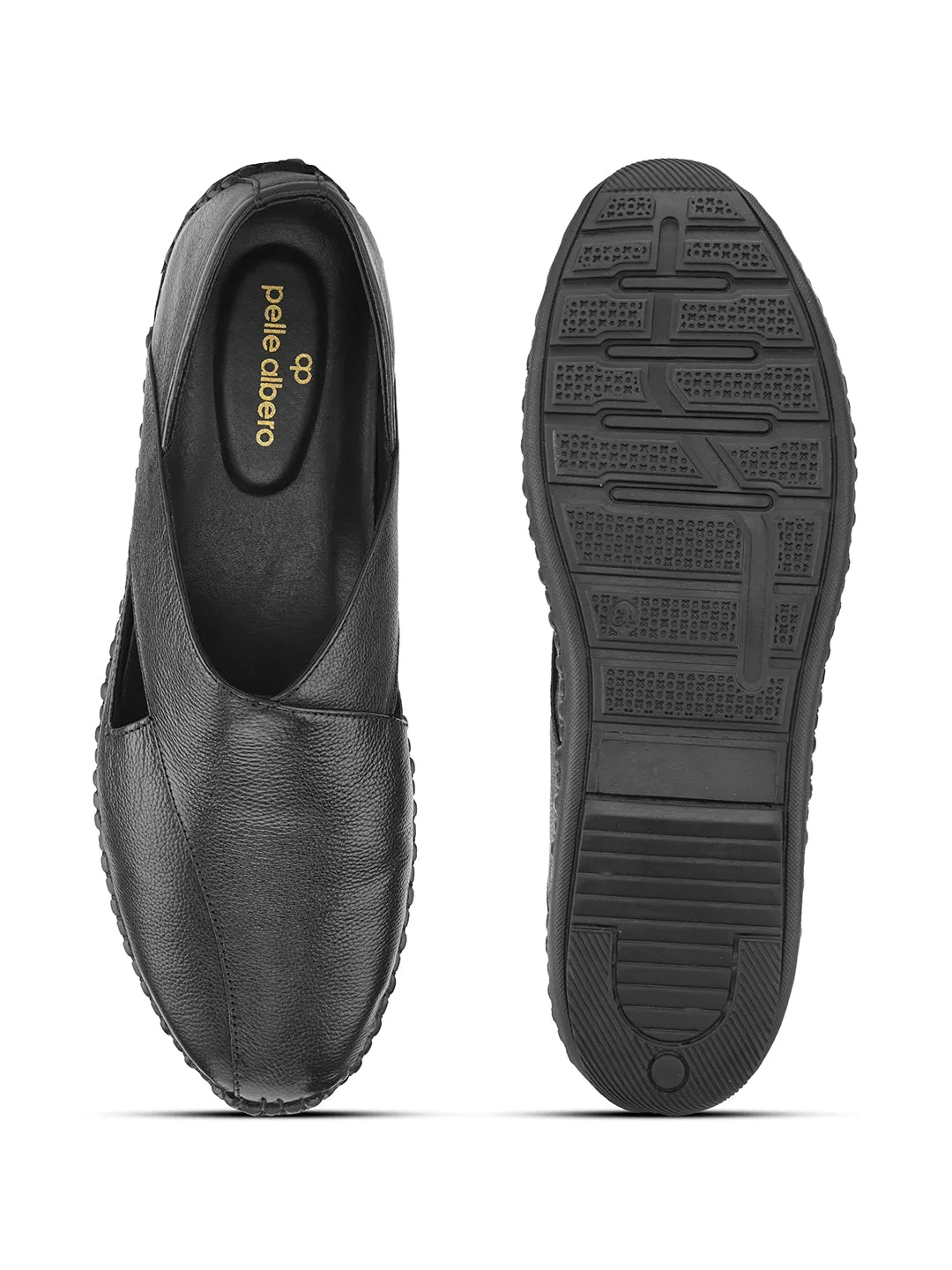 Pelle Albero Men Textured Leather Lightweight Peshawari Shoes