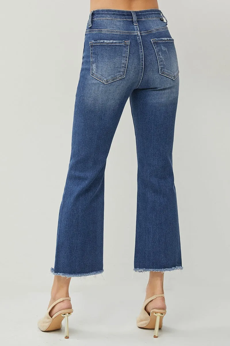 Plus High Rise Crop Straight Jeans - Dark Wash