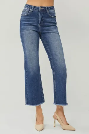 Plus High Rise Crop Straight Jeans - Dark Wash
